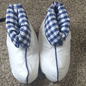 Hastens Women's Slippers Goose Down Blue Checkered Plaid